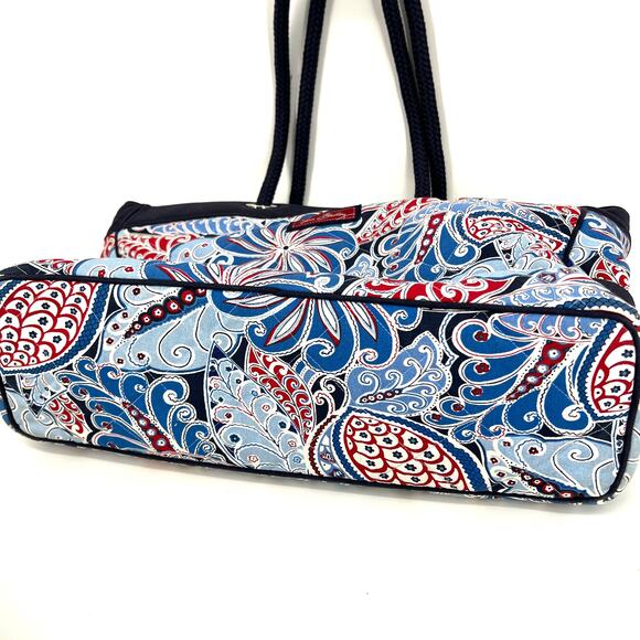 Vera Bradley Seaside Miller Grand Tote Blue Paisley Double Handle - Picture 6 of 14